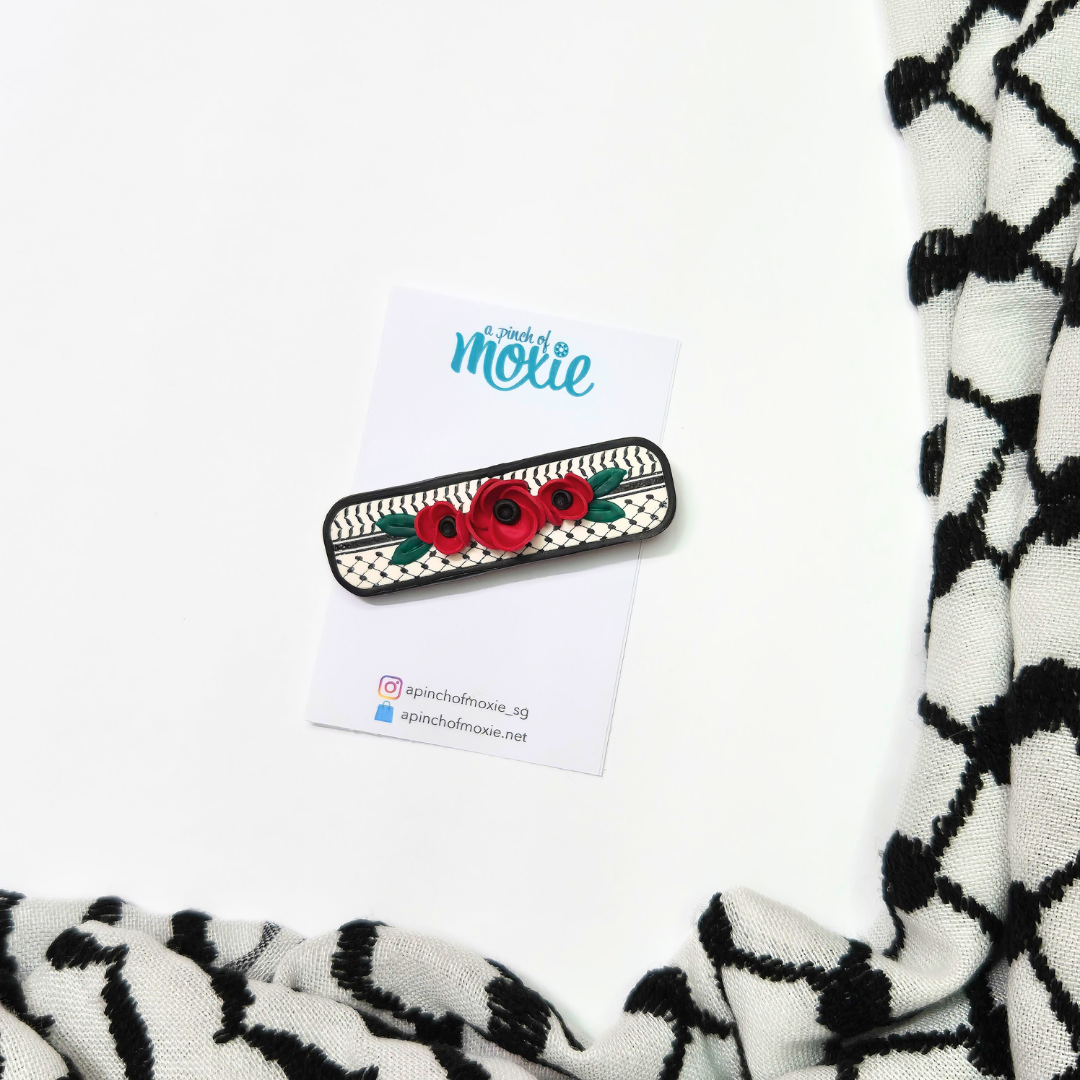 Long Hair Clip: Keffiyeh | Poppies