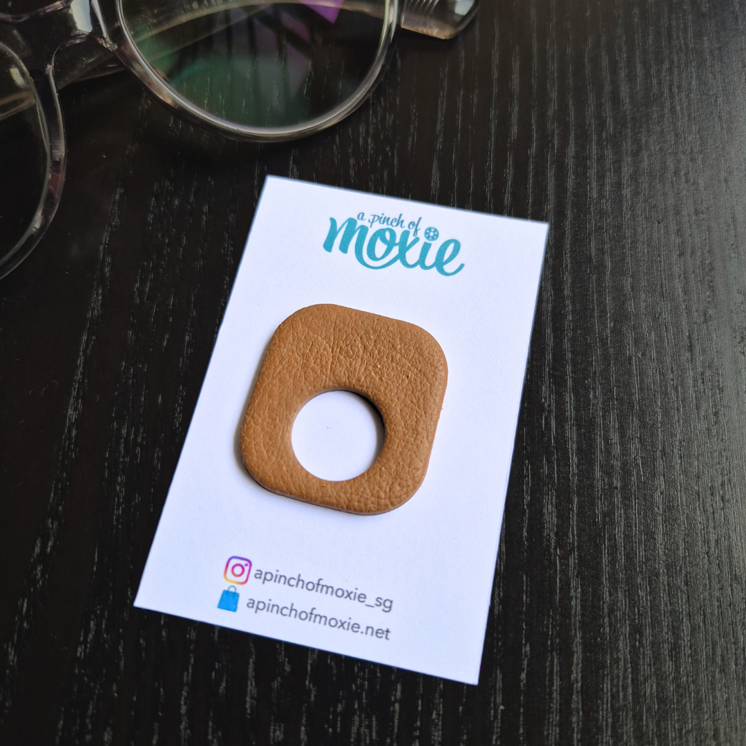 Brown Leather Texture Speccy Brooch