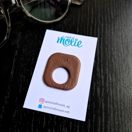 Dark Brown Leather Texture Speccy Brooch