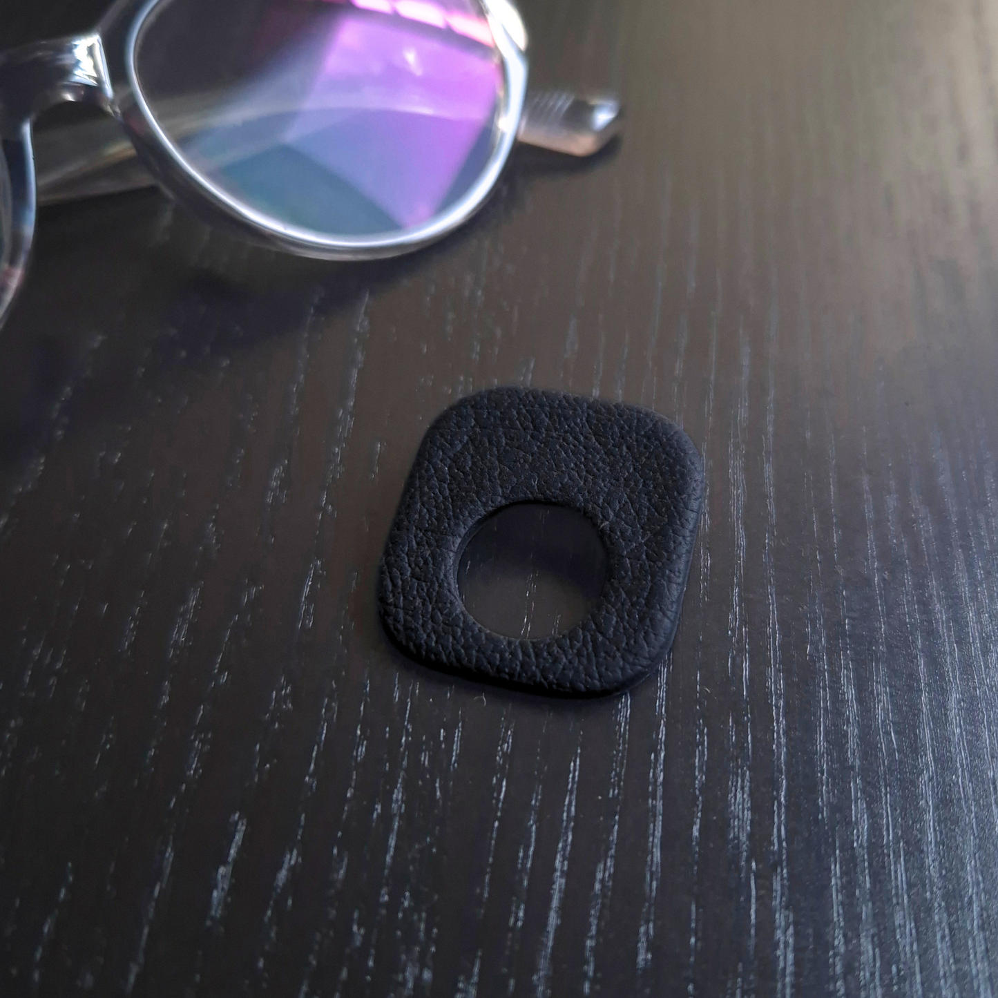 Black Leather Texture Speccy Brooch