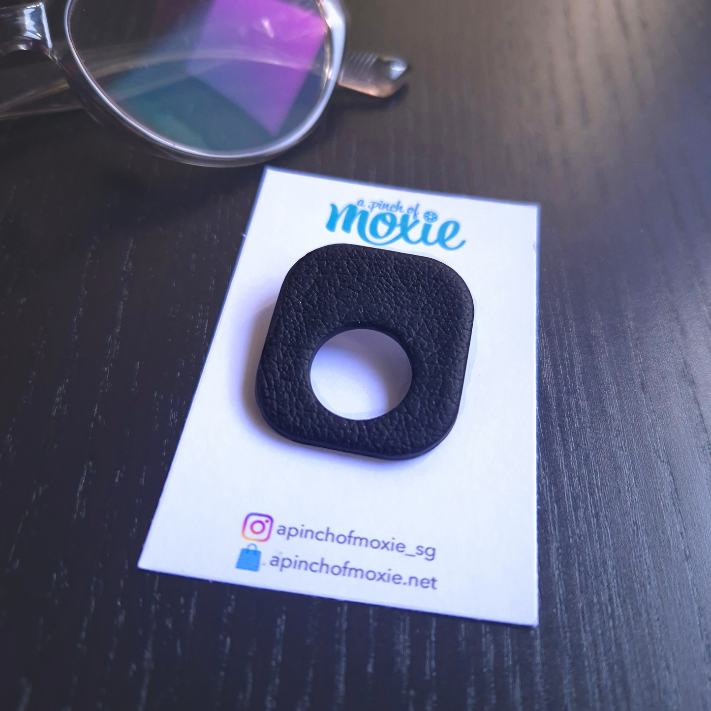 Black Leather Texture Speccy Brooch