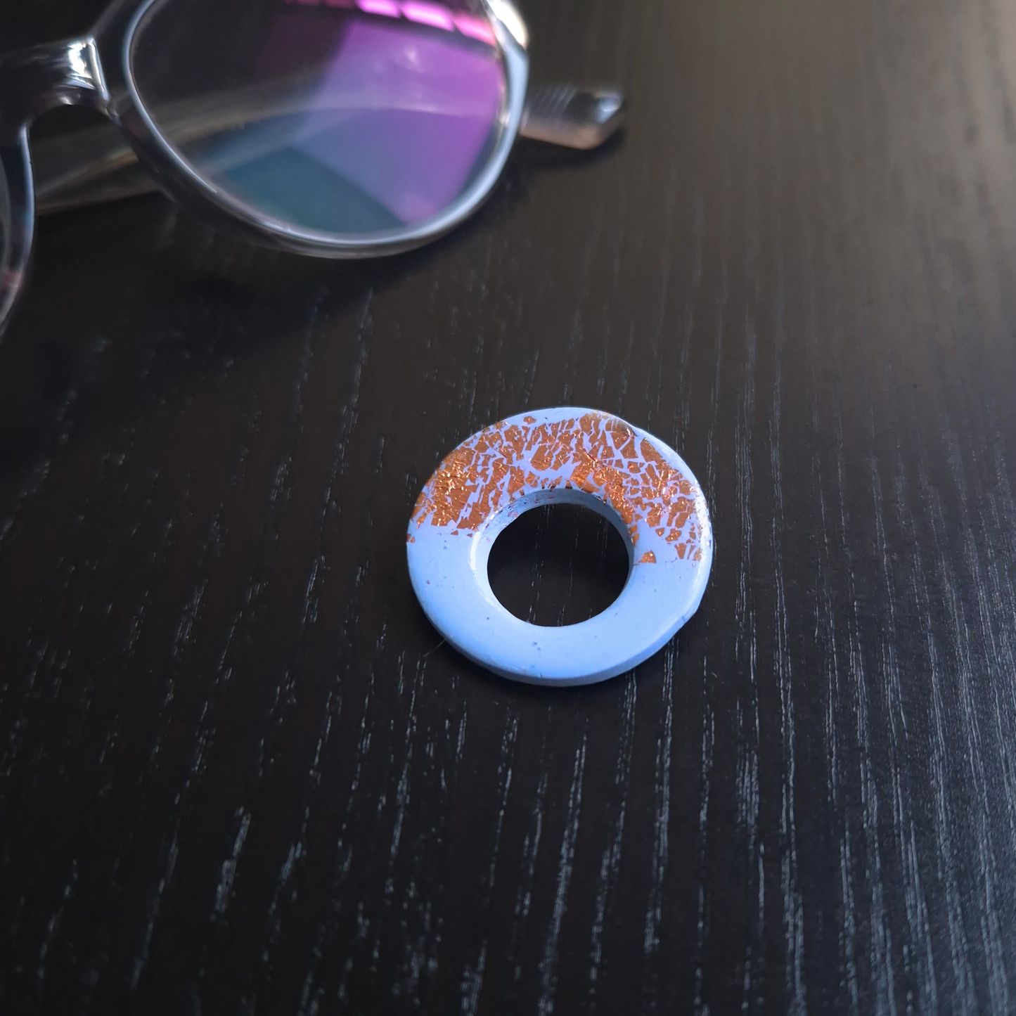 Blue & Rose Gold Speccy Brooch