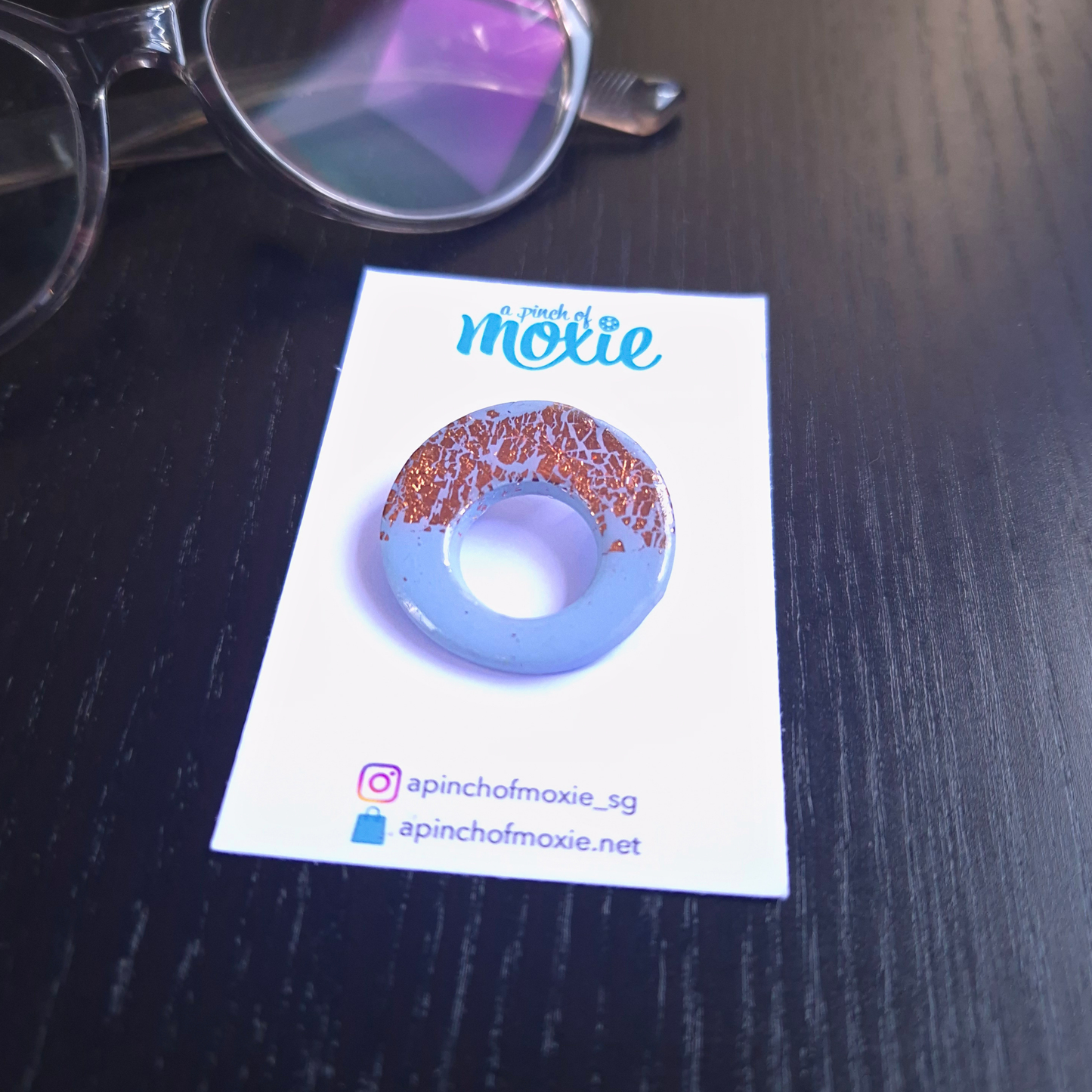 Blue & Rose Gold Speccy Brooch