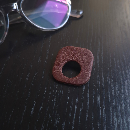Dark Brown Leather Texture Speccy Brooch