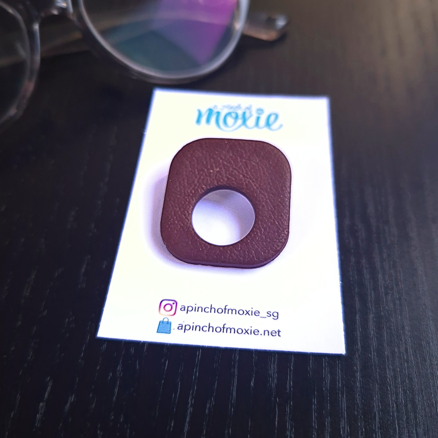 Dark Brown Leather Texture Speccy Brooch