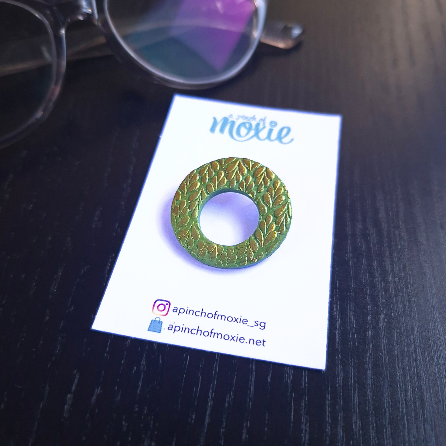 Green & Gold Speccy Brooch