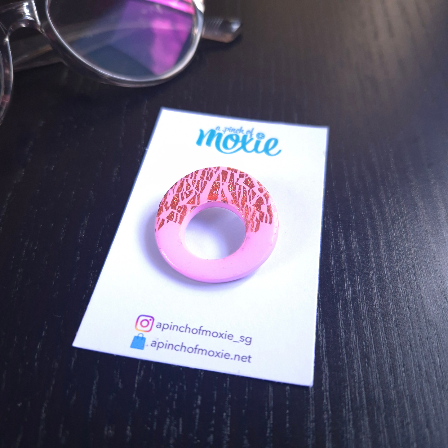 Pink & Rose Gold Speccy Brooch